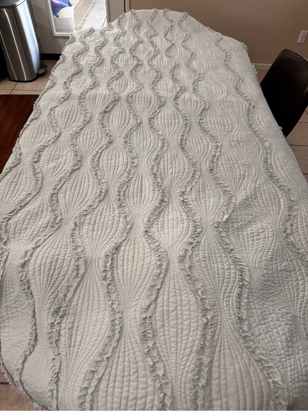 Daisy Fuentes Full Queen Comforter Light Gray Shabby Chic Ruffle Cottagecore